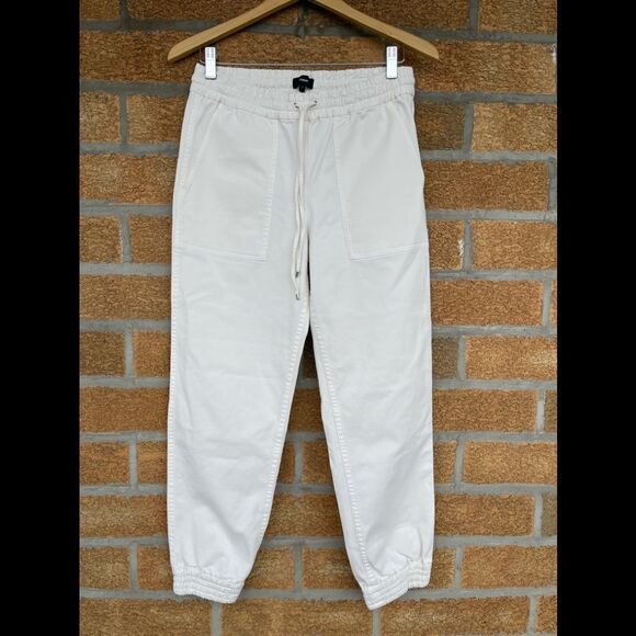 THEORY Cortland Relaxed Cotton Jogger Pants, Ivory size 2 - Picture 4 of 13